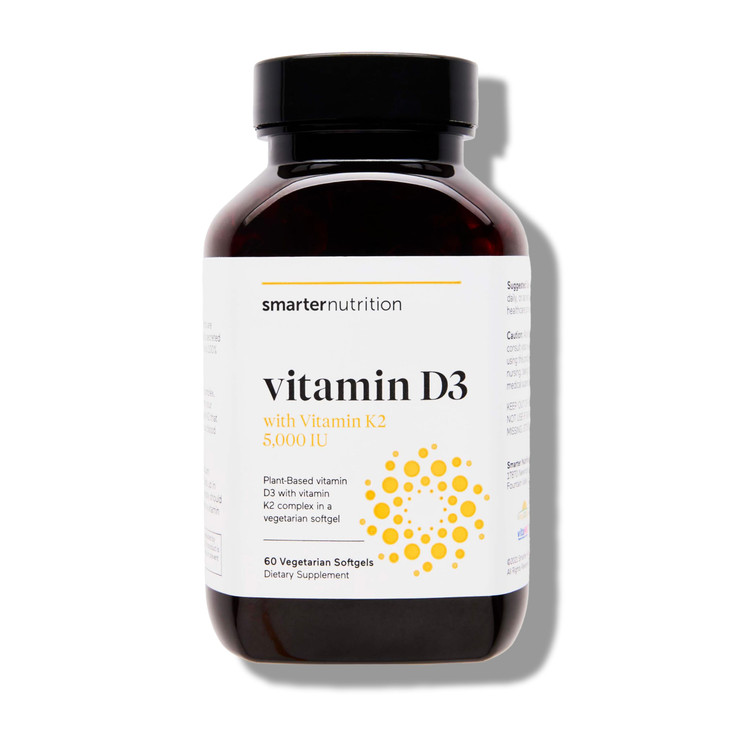 SMARTERNUTRITION Vegan Vitamin D3 5000 IU + Natural Vitamin K2 1100 mcg in Organic Coconut & Olive Oil - D3 K2 Supplement for Immune & Bone Support -
