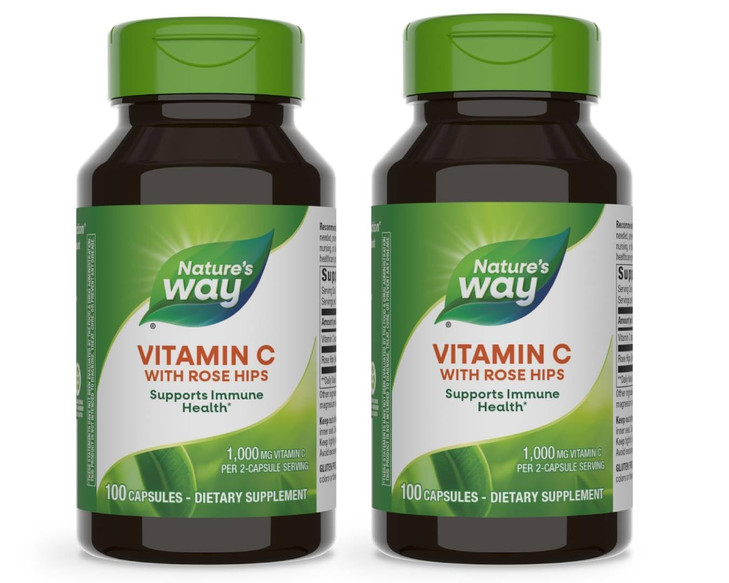 Nature's Way Vitamin C with Rose HIPS, Powerful Antioxidant & Immune Function Support from Vitamin C*,Promotes Collagen for Healthy Skin*, 100 Capsul