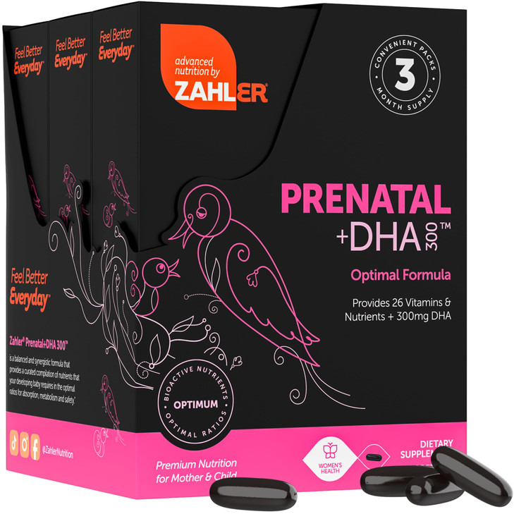 Zahler Prenatal Vitamin with DHA & Folate - DHA Supplements & Prenatal Multivitamin for Mother and Child - Kosher Prenatal DHA Prenatal Vitamins with
