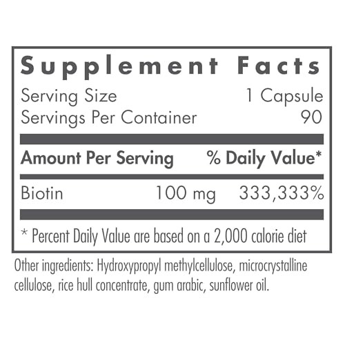 Nutricology HiBiotin Supplement - 100,000mcg Biotin, Vegetarian Capsules, Hypoallergenic, Gluten Free - 90 Count
