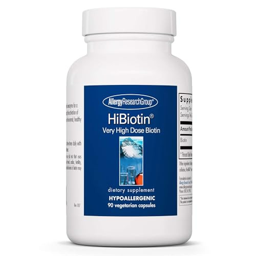Allergy Research Group HiBiotin Supplement - Extra Strength Biotin Pills, Vegetarian Capsules, Hypoallergenic, Gluten Free - 90 Count