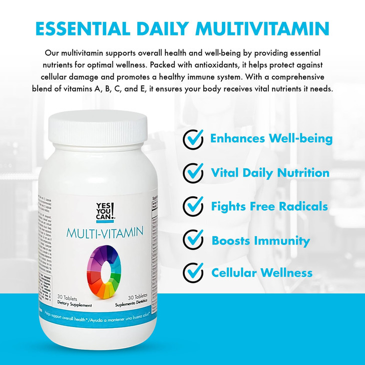 Yes You Can! Daily Multivitamins for Men and Women - Helps Assist Overall Health & Well-Being, Contains Antioxidants, Rich in Vitamin A, B, C & E - D