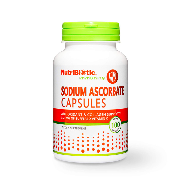NutriBiotic - Sodium Ascorbate Buffered Vitamin C Capsules, 100 Ct | Vegan, Non-Acidic & Easier on Digestion Than Ascorbic Acid | Essential Immune Su
