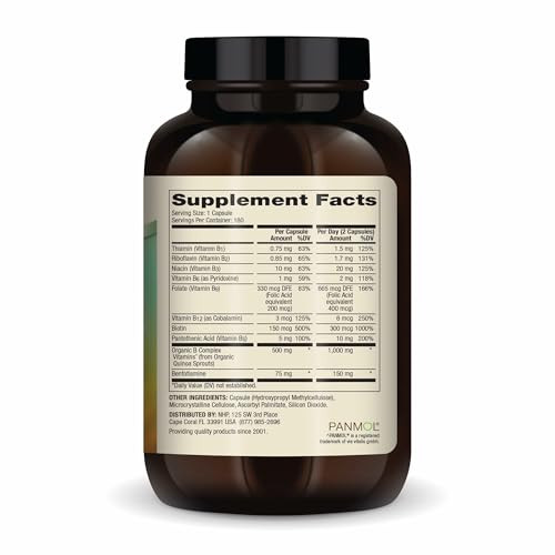 Dr. Mercola Vitamin B Complex with Benfotiamine - Supports Cellular, Brain & Immune Health - Non-GMO, Gluten-Free & Soy-Free - 180 Capsules (90 Servi