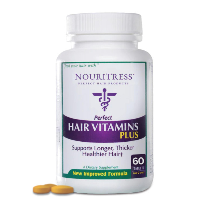NouriTress Perfect Hair Vitamins Plus - 60 tabs | Hair Growth Supplements | DHT Blocker Proprietary Formula | Professional Salon Strength | 1 Month S