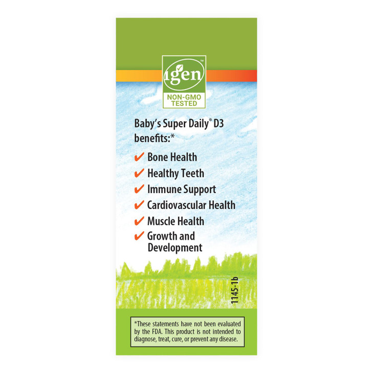 Carlson - Baby's Plant-Based Super Daily D3, Baby Vegetarian Liquid Vitamin D Drops, 400 IU (10 mcg) per Drop, Sourced from Algae, for Infants and To