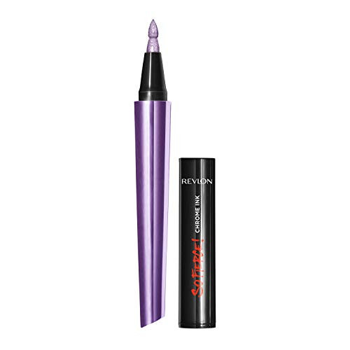 Revlon So Fierce! Chrome Ink Liquid Eyeliner, Longlasting Bold Metallic Pen Liner with Dip Ink Cap for Pearl, Shimmer Blend, 904 Ultraviolet Foil, 0.