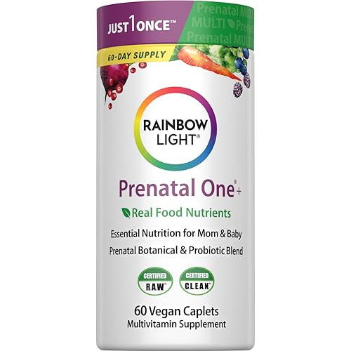 Rainbow Light Prenatal Multivitamin One + for Women | 60 Caplets | Essential Nutrition for Mom & Baby | Real Food Nutrients | Prenatal Botanical & Pr