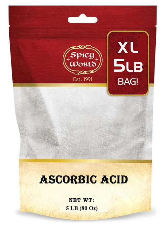 Spicy World Ascorbic Acid Vitamin C Powder 5 LB - Dietary Supplement, Pure VIT C Powder USP Bulk