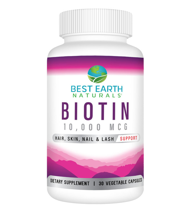 Best Earth Naturals Biotin 10,000mcg - Extra Strength Biotin Vitamin Supplement to Support Hair Growth, Strong Nails, Long Eye Lashes and Healthy Ski