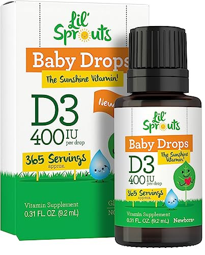 Carlyle Baby Vitamin D3 Liquid Drops | 400 IU | .31oz (9.2 mL) 1 Year Supply (365 Servings) | Vegetarian, Non-GMO, and Gluten Free by Lil' Sprouts