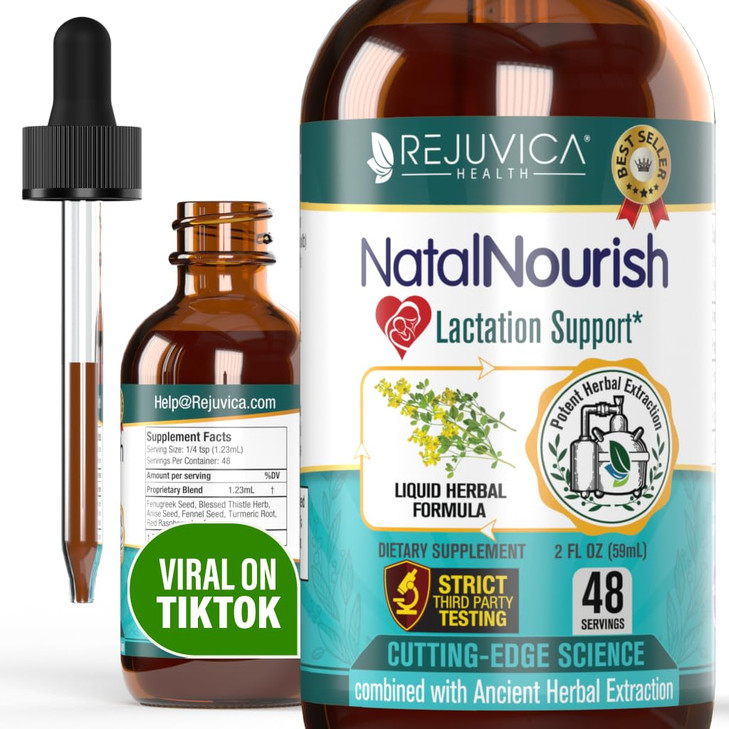 Rejuvica Health NatalNourish - Advanced Lactation Support Supplement - Liquid Delivery for Better Absorption - Fenugreek, Blessed Thistle, Anise, Fen