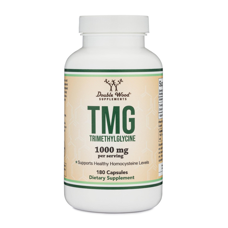 Double Wood Supplements TMG Trimethylglycine Supplement 1,000mg Per Serving, 180 Capsules (TMG Supplements for Homocysteine Control) Genuine TMG with