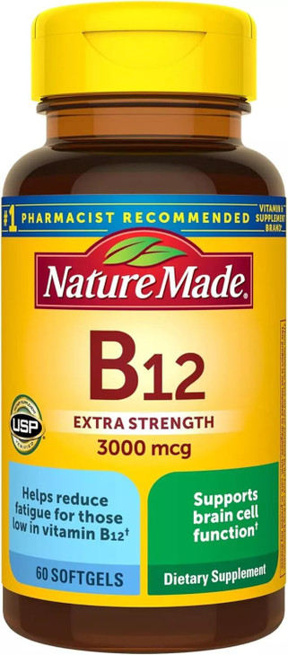 Nature Made Vitamin B-12 Softgels, 3000 Mcg, 60 Count Pack of 3