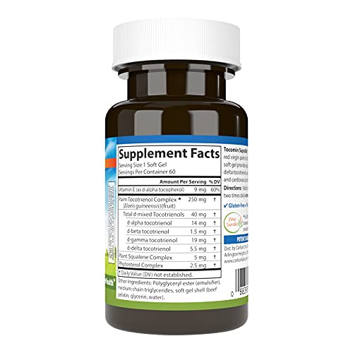 Carlson - Tocomin SupraBio, Bio-enhanced Tocotrienol Complex, Supports Healthy Brain & Cardiovascular System, 60 soft gels