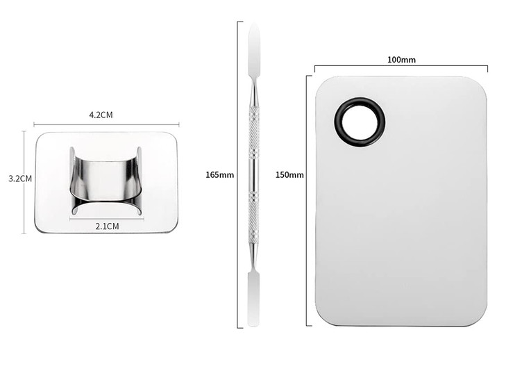 Aebor 2pcs Stainless Steel Cosmetic Makeup Palette, Upgrad Stainless Steel Metal Makeup Palette with Spatula Artist Tool for Mixing Foundation Nail-A