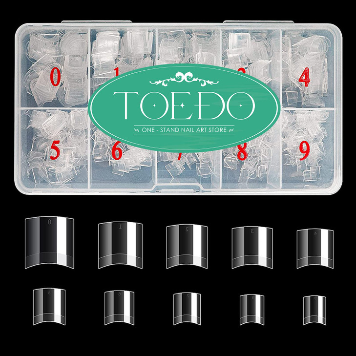 Short Nail Tips for Acrylic Nails, TOEDO 1000PCS Half Cover Clear False Nails Tips Artificial Fake Press on Nails for Nail Salons and DIY Nail Art wi