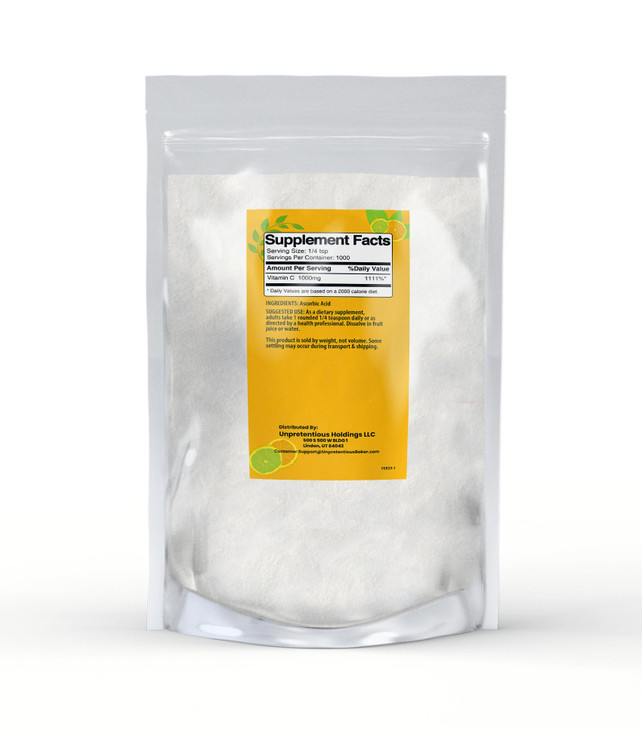 Pure Unpretentious Vitamin C Powder (1 kg) Ascorbic Acid, Resealable Bag