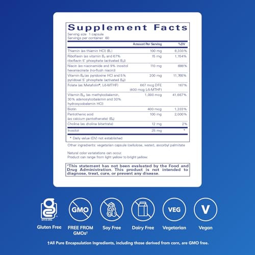 Pure Encapsulations B6 Complex - Supports Nervous System & Brain Health* - Includes B Vitamins - Contains Enriched Vitamin B6 - Non-GMO & Gluten Free