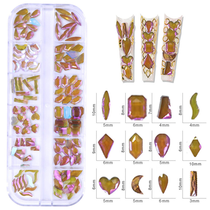 RODAKY White Blue Nail Art Rhinestones Kit 1680Pcs Crystal Rhinestone for Nails Flatback Diamond Beads Multi Shapes Crystals Parsh Gems for Nail Art