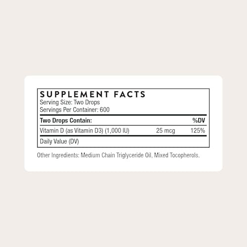 THORNE - Vitamin D Liquid - Vitamin D Supplement - Supports Healthy Bones and Muscles, Cardiovascular Health & Immune Function* - 1 Fl Oz (30 ml) - 6