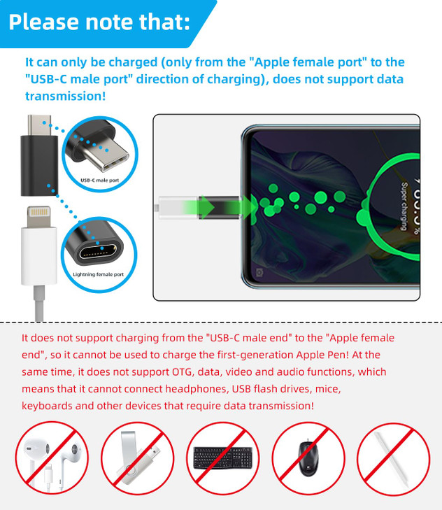 Kefiany Lightning Female to USB C Male Adapter, 3 Pack, Compatible with iPhone 13, Cord Cable, For Samsung Galaxy Note S20 S21 LG Ultra Z Flip S9 Plu