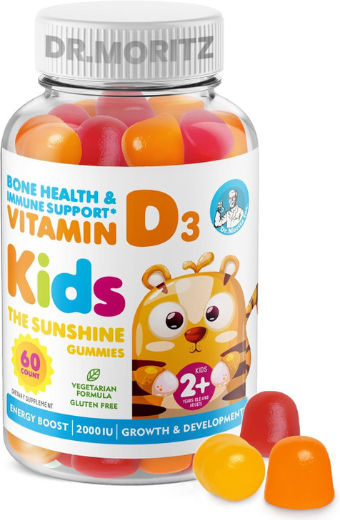 DR. MORITZ Vitamin D3 Gummies for Kids & Adults 2000 IU - High-Absorption Vitamin D Kids Gummies Supplements - Vegetarian, Immune Support D3 for Adul