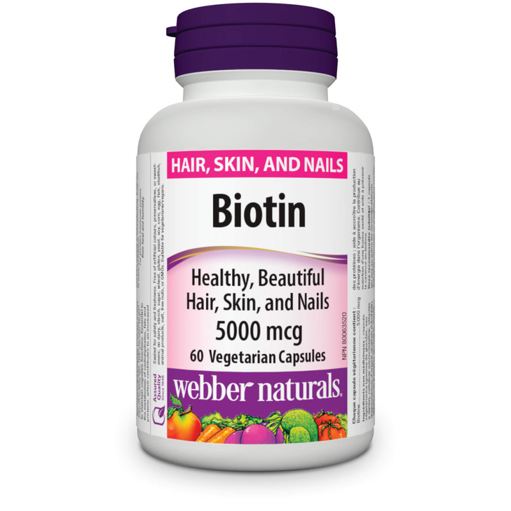 Webber Naturals Biotin 5000 mcg, 60 Vegetarian Capsules