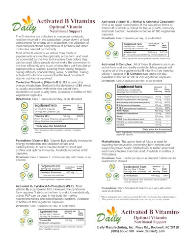 Daily Manufacturing Activated B-Complex (Activated Forms of Multi B Vitamins) 250 Capules