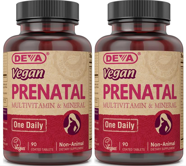 DEVA Vegan Vitamins Prenatal Multivitamin & Mineral - One Daily - 90 Vegetarian Tablets - Pack of 2