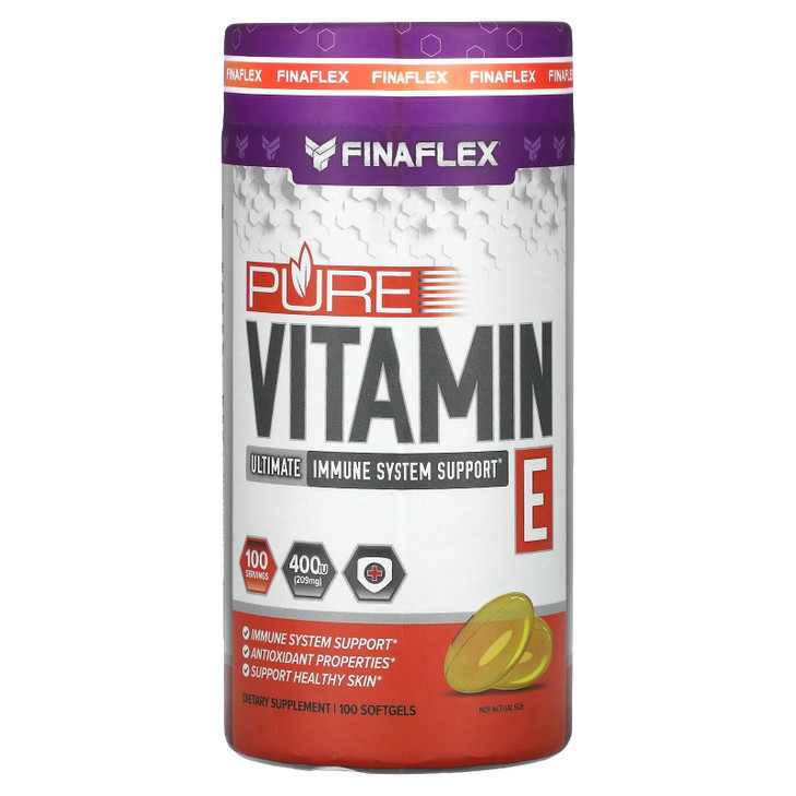 FINAFLEX Pure Vitamin E - 100 Softgels - Immune System Support, Nourishes & Heals Skin - 100 Servings