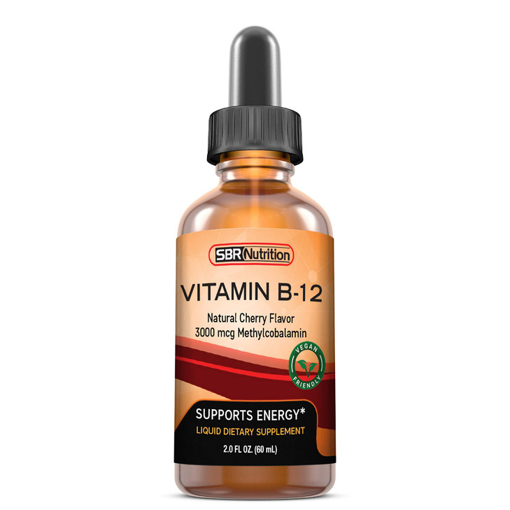 SBR Nutrition Vitamin B12 Sublingual Liquid Drops - Methylcobalamin, VIT B 12 Supports Energy, Max Absorption, 3000mcg Per Serving, 60 Servings, Non-