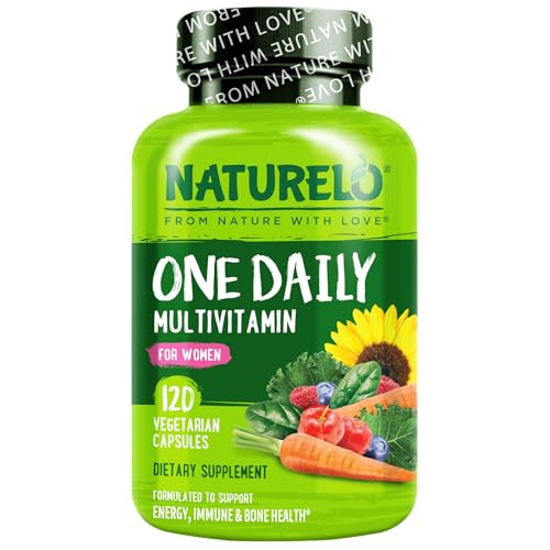 NATURELO One Daily Multivitamin for Women w/Vitamin B12, 120 Ct, Energy Support, Whole Food Daily Women Multivitamin Supplement, Nourish Hair/Skin/Na