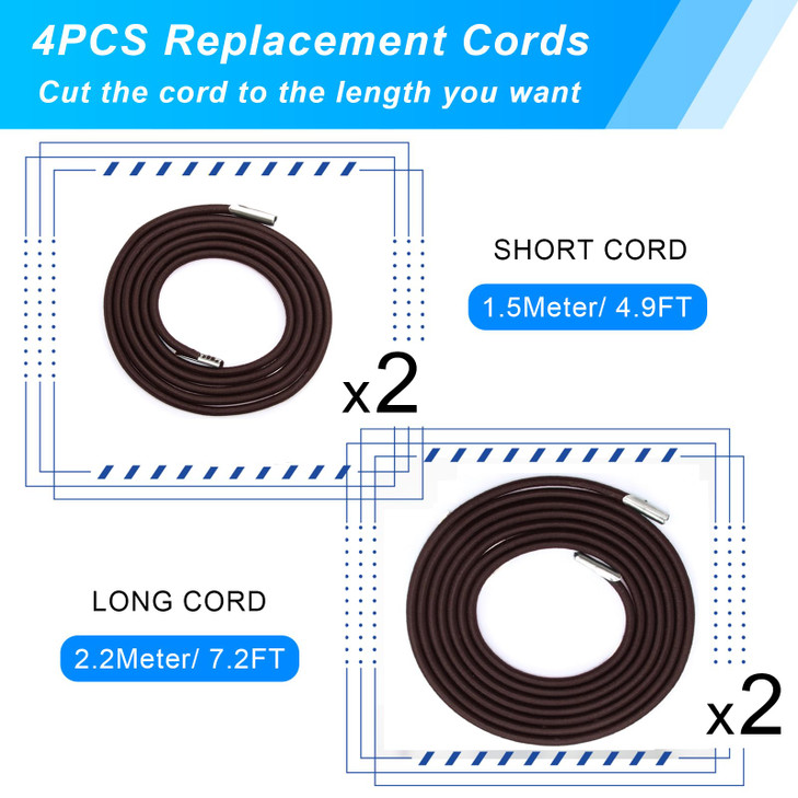COITEK 4PCS Replacement Cord for Zero Gravity Chair, Universal Elastic Repair Cord for Recliners Replacement Laces Rope for Lounge, Bungee Beach Chai