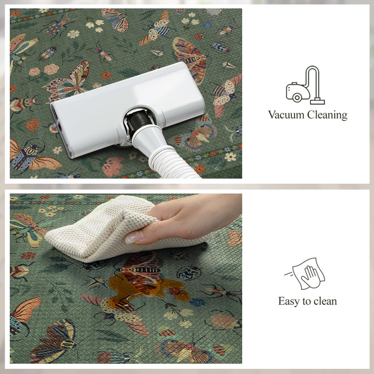 LEEVAN Anti Fatigue Mats for Kitchen Floor Non-Slip, Cushioned Kitchen Mats for Floor 2 Piece, Green Memory Foam Kitchen Mat Set, Waterproof Ergonomi