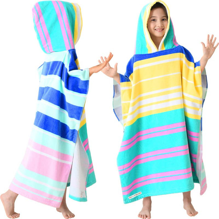VOOVA & MOVAS Hooded Towels Poncho for Big Kids, Oversized (6-12Years,26"X64") Made from 100% Soft Cotton,Perfect for Swimming | Bathing | Beach | Bi