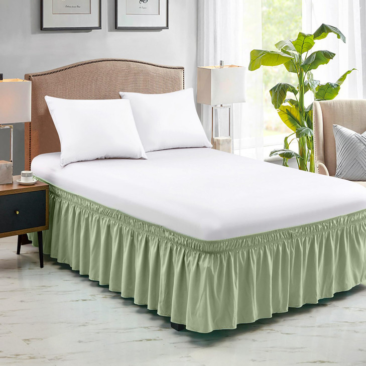 FreshCulture Queen Bed Skirt, Elastic Wrap Around Bed Skirt Queen Size, Bed Skirts for Adjustable Bed, Easy Fit with 15-Inch Tailored Drop, Hotel Qua
