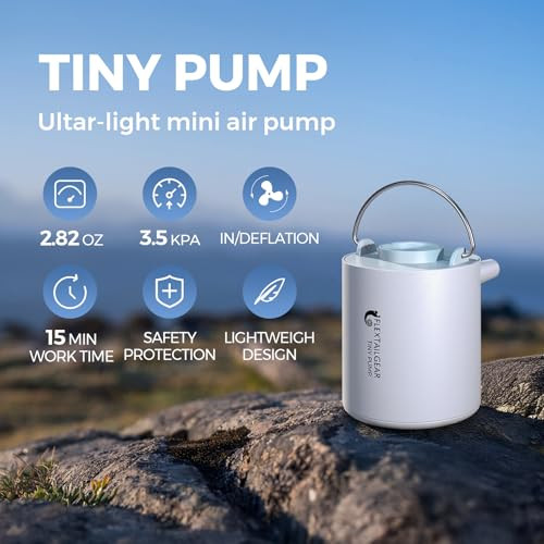 FLEXTAILGEAR Portable Air Pump for Inflatables, 2.82oz Classic Tiny Air Pump, Rechargeable Electric Air Pump to Inflate Deflate for Camping Gear Pool