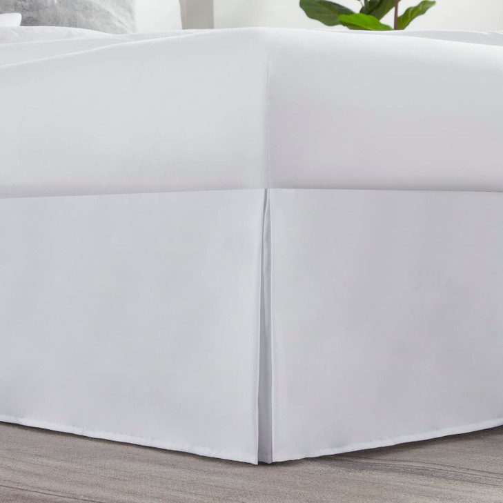 Nestl White Bed Skirt Queen Size - 14 Inch Drop Brushed Microfiber Skirts Hotel Quality Pleated Shrinkage & Fade Resistant