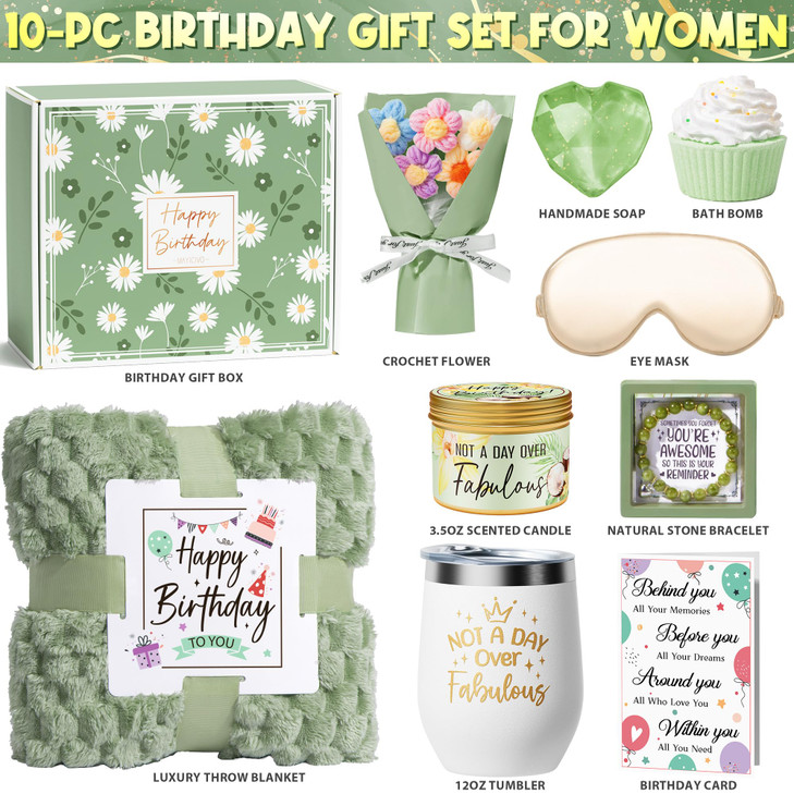 Birthday Gifts for Women Friendship, Unique Happy Birthday Gifts Basket for Mom Her Best Friend Sister Wife Girlfriend Coworker, Luxury Self Care Box