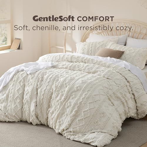 Bedsure Boho Duvet Cover Queen Size, Soft & Comfortable Elegant Design Boho Bedding for Decoration, Machine Washable Comforter Cover for All Seasons,