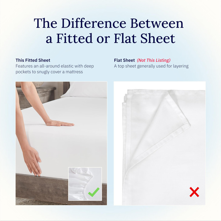 California Design Den King Size Fitted Sheet White, 100% Cotton 400 Thread Count Sateen, Deep Pockets, Durable Fitted Sheet Only (King, White)