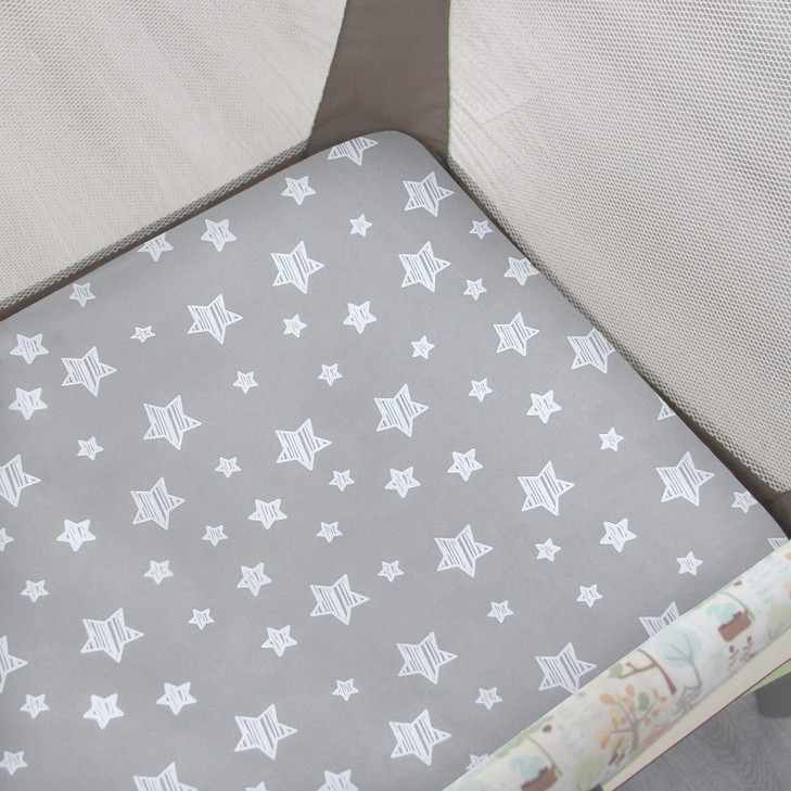 Pack and Play Sheets, 2 Pack Mini Crib Sheets, Stretchy Playard Fitted Sheet, Compatible with Graco Pack n Play, Soft and Breathable Material, Stars