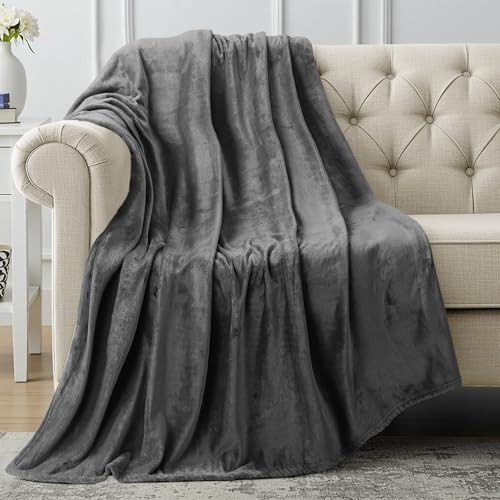 Utopia Bedding Fleece Blanket Throw Size Grey 300GSM Luxury Anti-Static Fuzzy Soft Microfiber Blanket for Couch, Sofa and Bed (50x60 Inch)