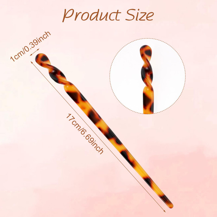 6 Pcs Acetate Hair Sticks - Vintage Leopard Print Hairstyle Sticks - Tortoise Shell Hairpins for Women