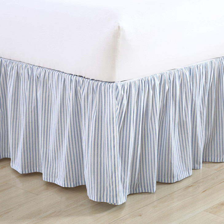 Laura Ashley Home - Cotton Ruffled Bedskirt, Lightweight Home Decor with Classic Style (Blue, Queen)