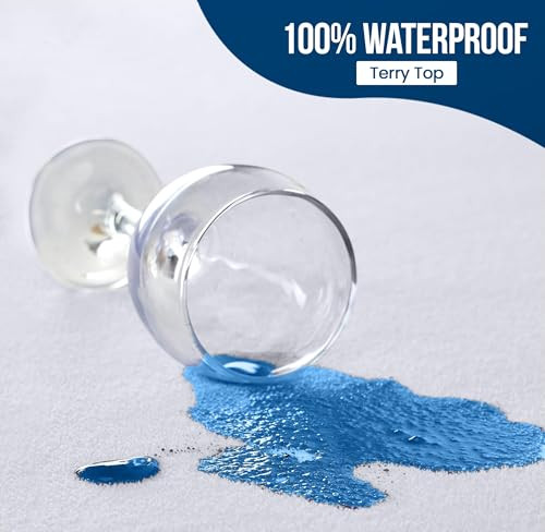 Utopia Bedding Waterproof Mattress Protector Twin Size, Premium 200 GSM Terry Mattress Cover, Soft & Breathable Bed Cover, Fitted Sheet Style with St