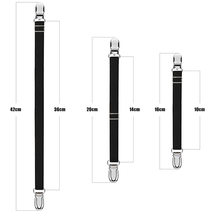 Boao 12 Pcs Bed Sheet Clips Straps Sheet Corner Straps Holder Adjustable Mattress Clips, Elastic Bed Grippers Suspender Fasteners Holder for Home(Bla