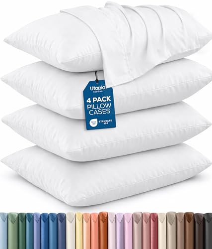Utopia Bedding Queen Pillow Cases - 4 Pack - Envelope Closure - Soft Brushed Microfiber Fabric - Shrinkage and Fade Resistant Pillow Covers Queen Siz