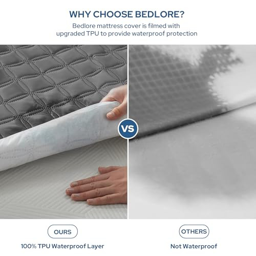 BEDLORE Waterproof Mattress Protector, Noiseless King Size Mattress Pad with Deep Pocket Fitted Up to 6-18 inches, Soft Breathable Dirt-Proof Bed Mat